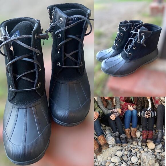 Sperry "Syron Gulf" Duck Boot Lace-up NEW black Size 6 - Picture 1 of 12